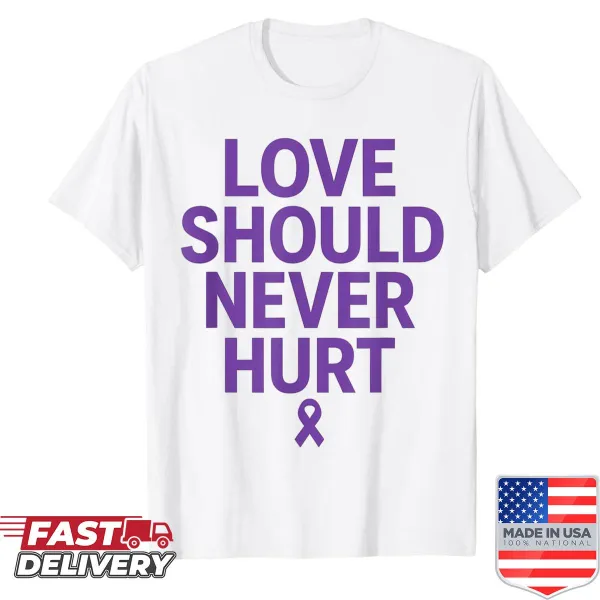Shirt with purple ribbon and phrase about love and respect