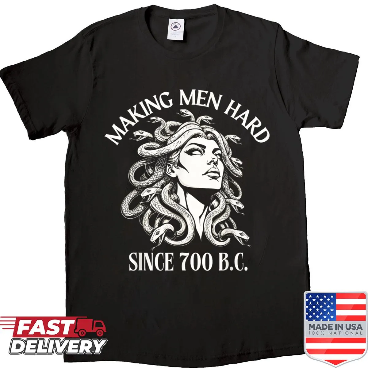 Funny Medusa-themed shirt with a humorous tagline
