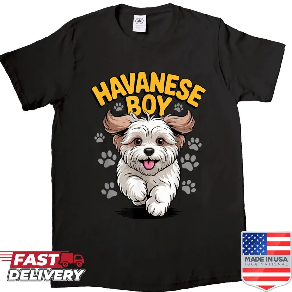 Cute cartoon Havanese graphic on dog dad shirt