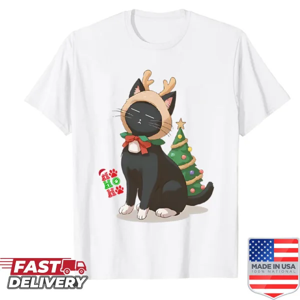 Merry Catmas Christmas T-shirt with cat design