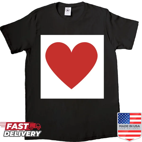 Minimalist red heart symbol shirt with simple design