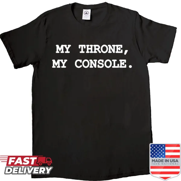 Gamer shirt featuring the phrase 'My Throne, My Console' in bold typography