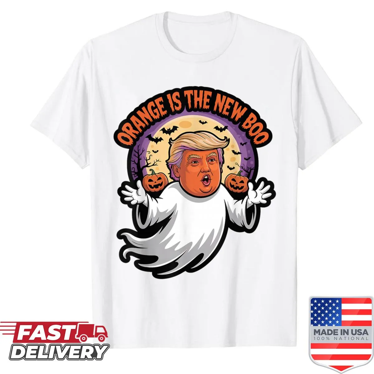 Typographic design on 'Orange Is The New Boo' Halloween shirt
