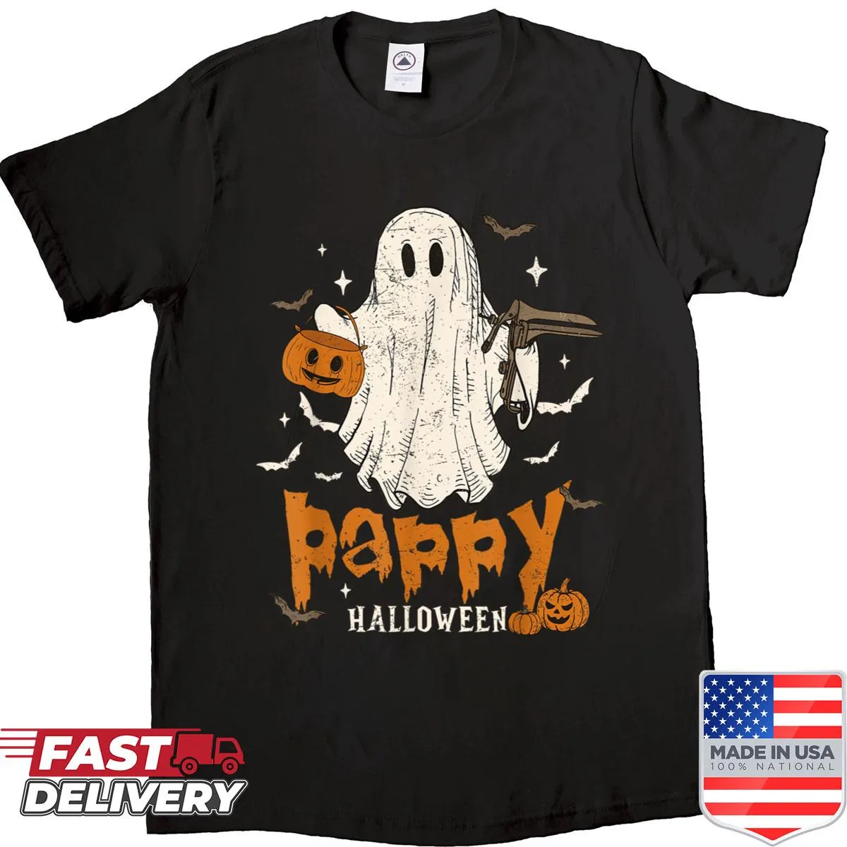 Halloween shirt featuring ghost design with nursing department theme