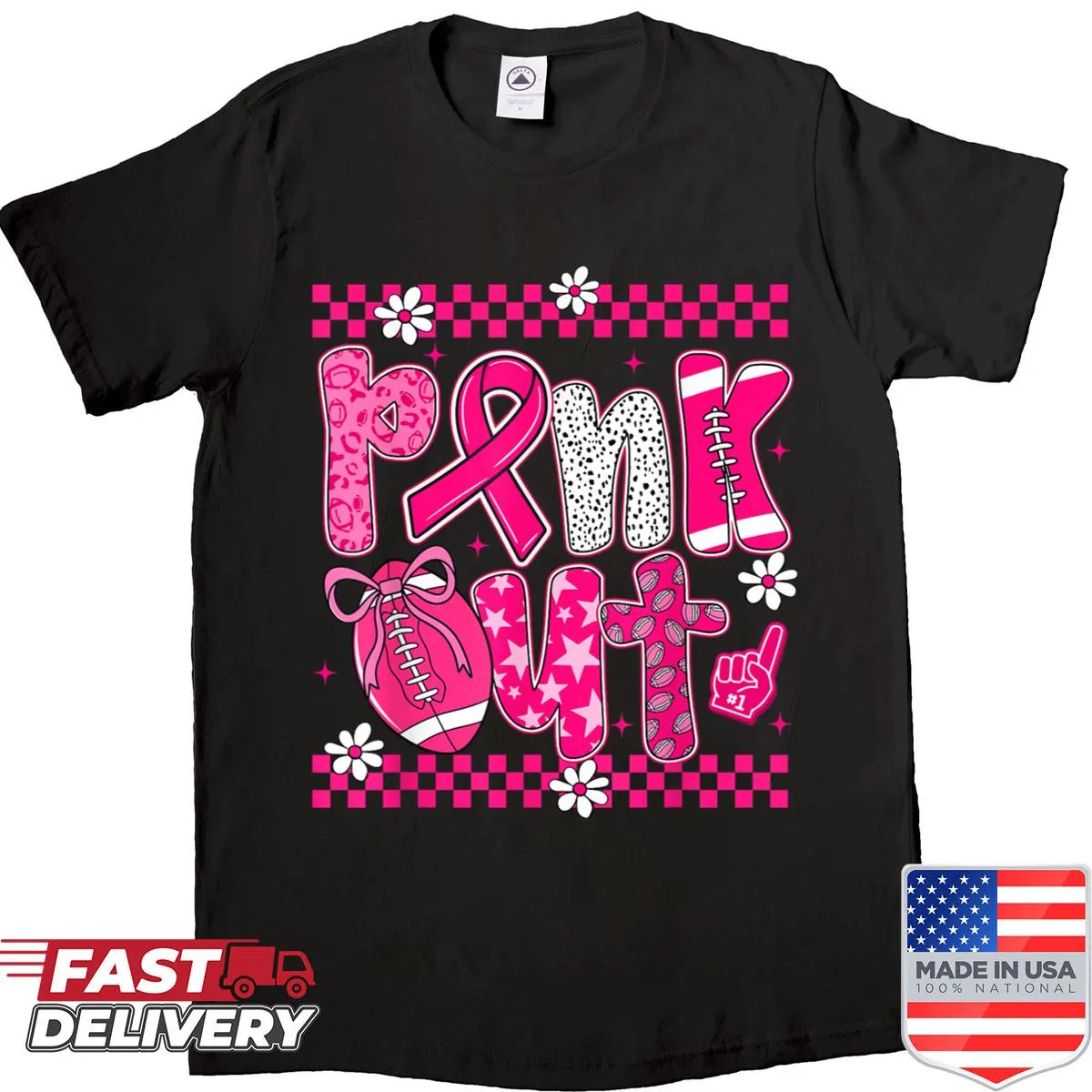Women's shirt with a bow design for breast cancer awareness