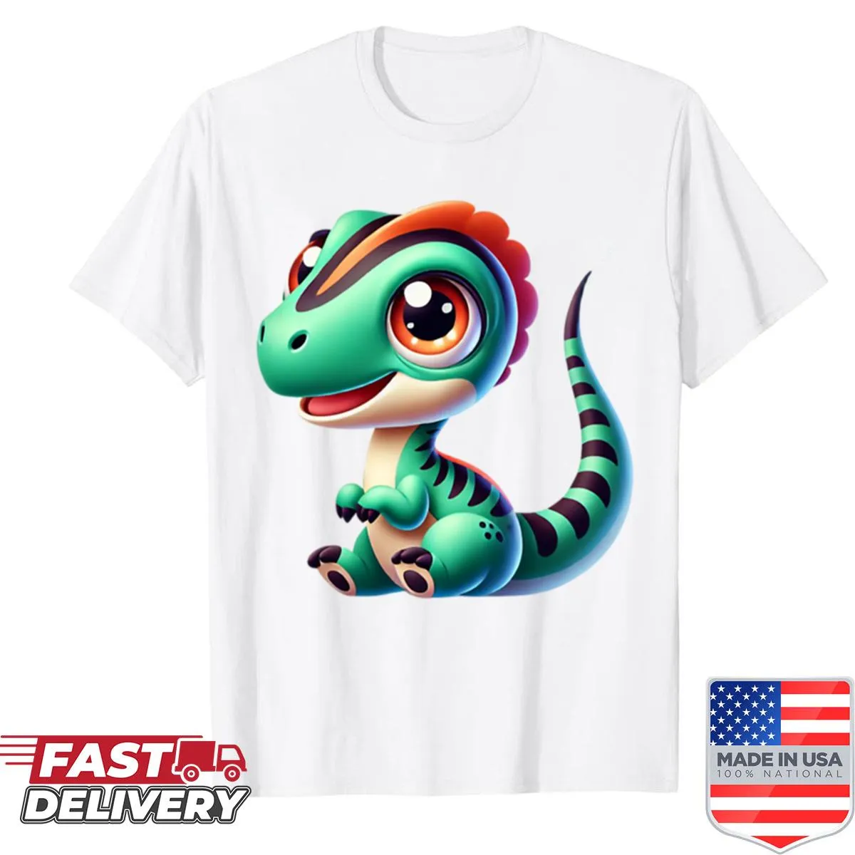 Playful t-shirt featuring illustration of Masiakasaurus dinosaur