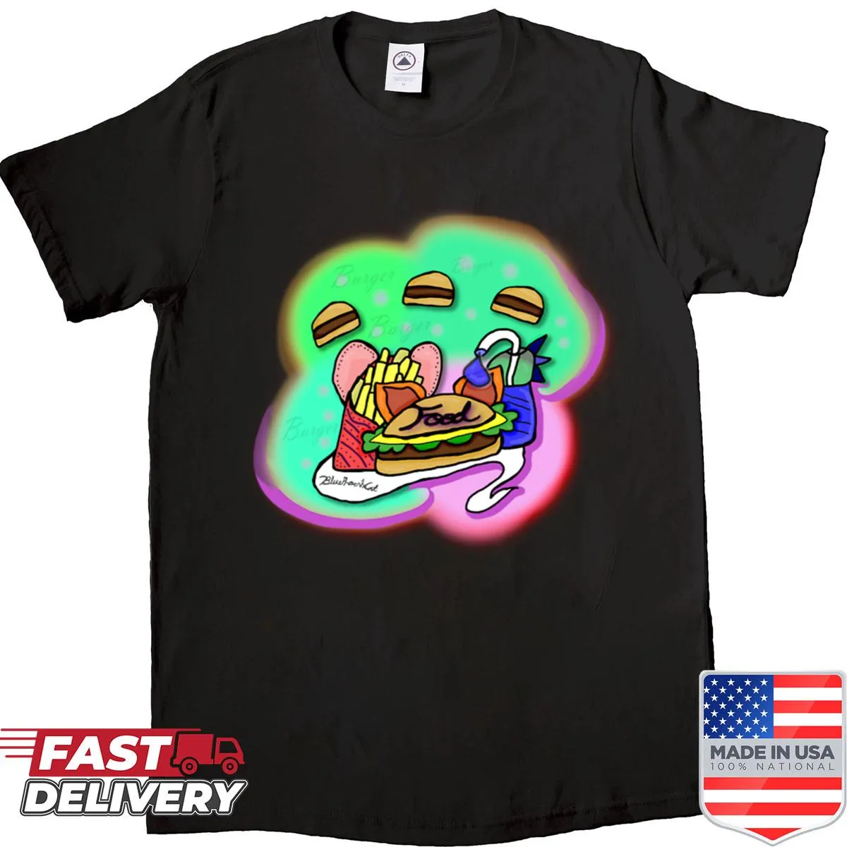 Cartoon fast food meal illustration T-shirt