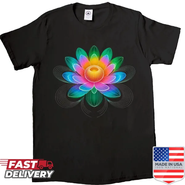 Radiant Lotus shirt featuring mystical art with a serene lotus flower