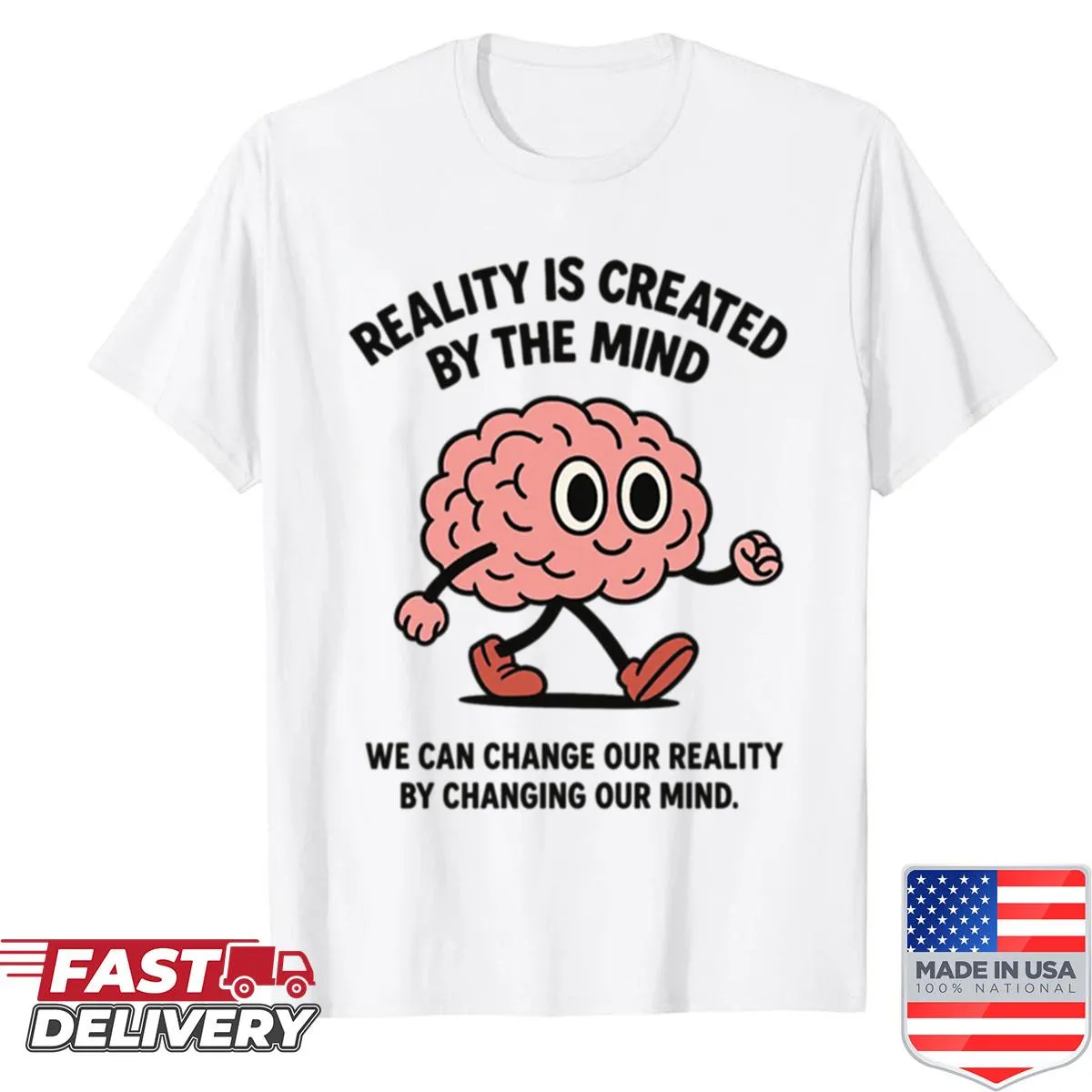 Inspirational shirt featuring motivational brain design.