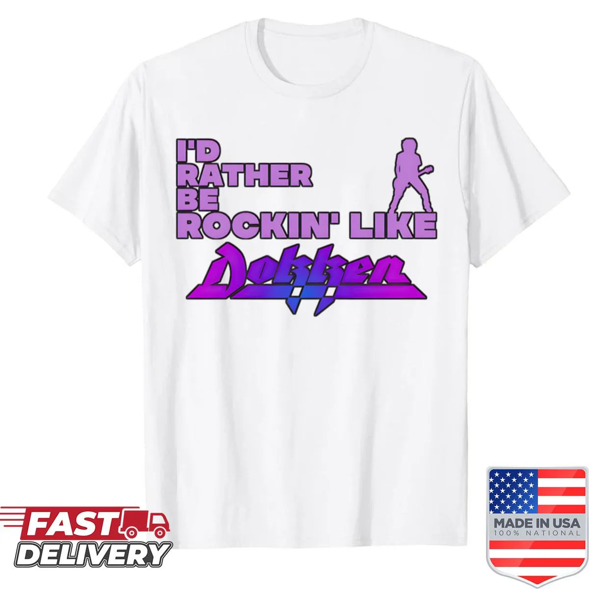 Fun shirt with bold text saying Rockin Like A Rockstar