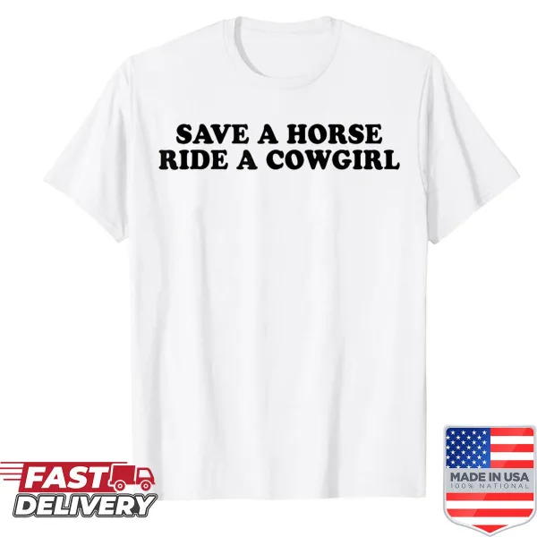 Y2K cowgirl-themed shirt with playful slogan