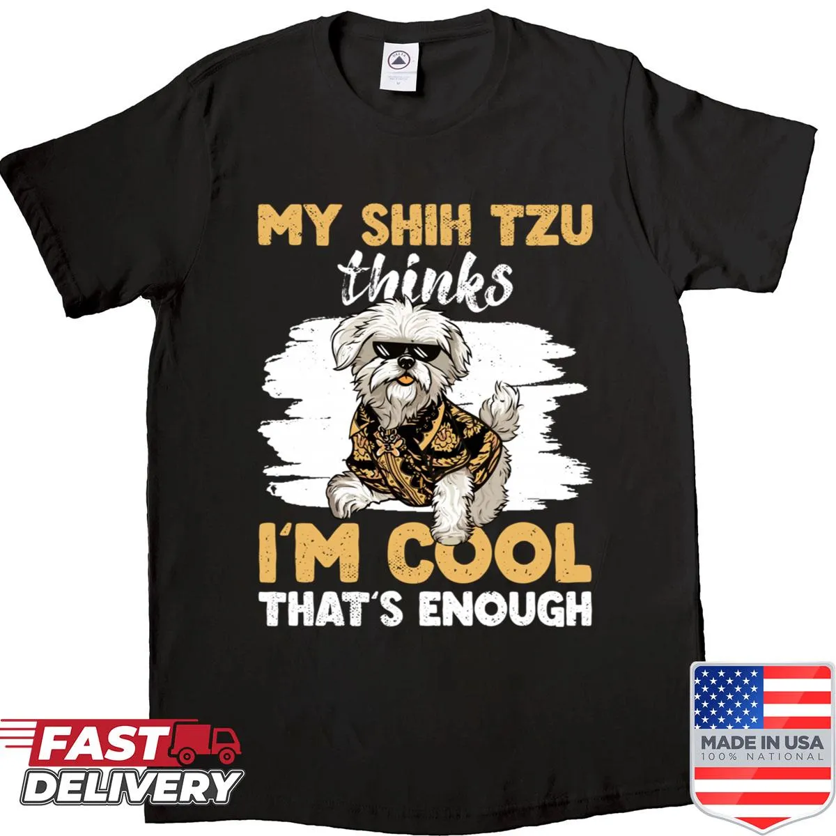 Adorable Shih Tzu illustration on a dog lover's shirt