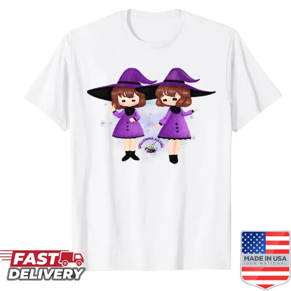 Whimsical design celebrating sisterhood on a kids' T-shirt