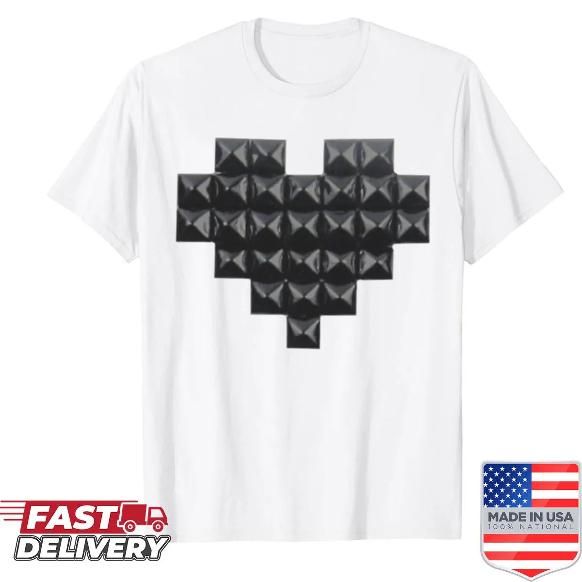 Cute T-shirt with studded heart graphic