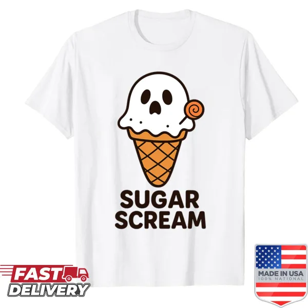 Cartoon ghost with ice cream design for Halloween
