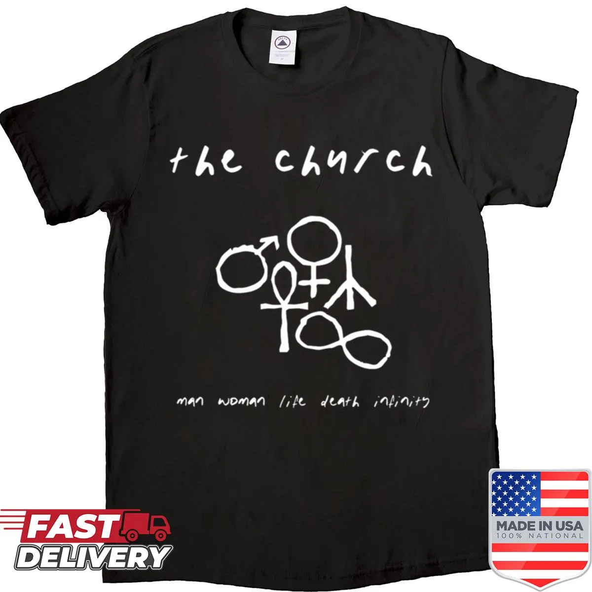 Infinity symbol design with the phrase about life and faith on a t-shirt