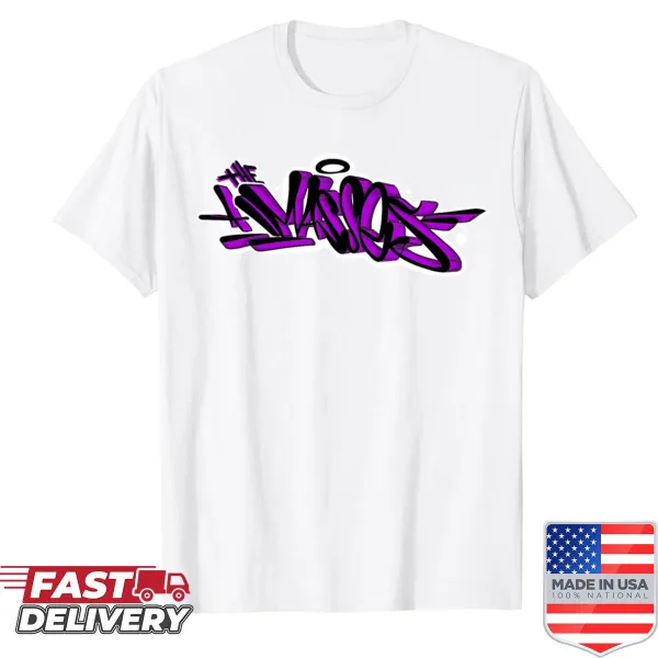 Abstract typography shirt featuring the phrase 'The Mass Stretched'