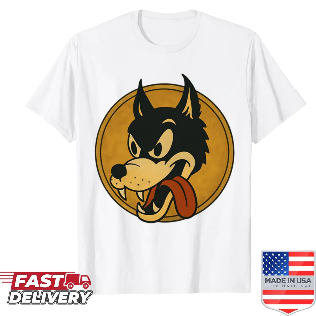 Silhouette of a wolf on a t-shirt
