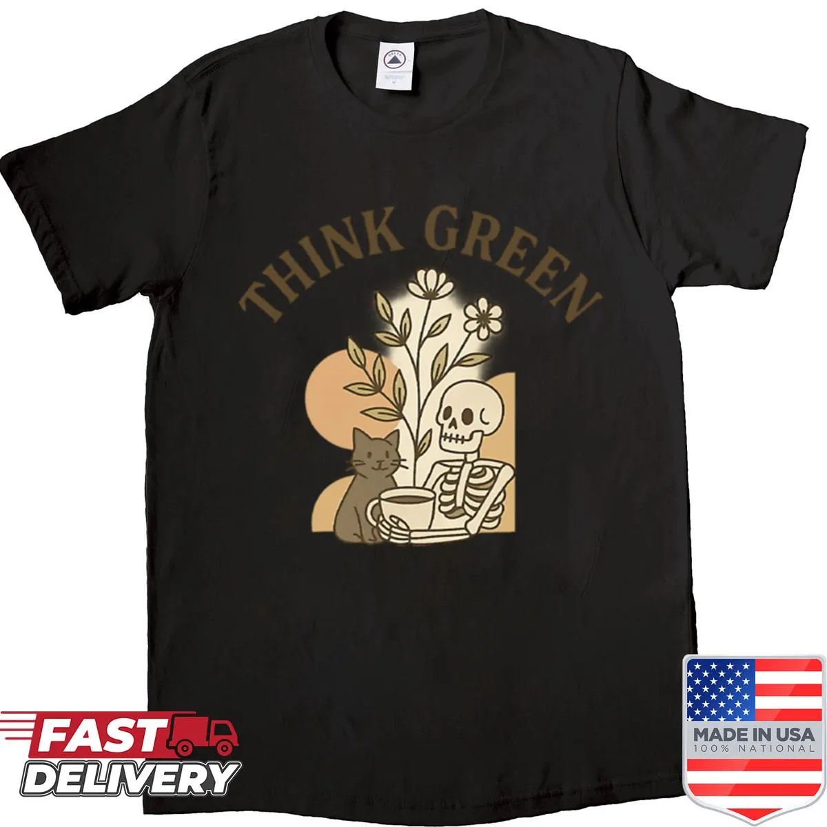 Minimalist botanical design T-shirt promoting green living