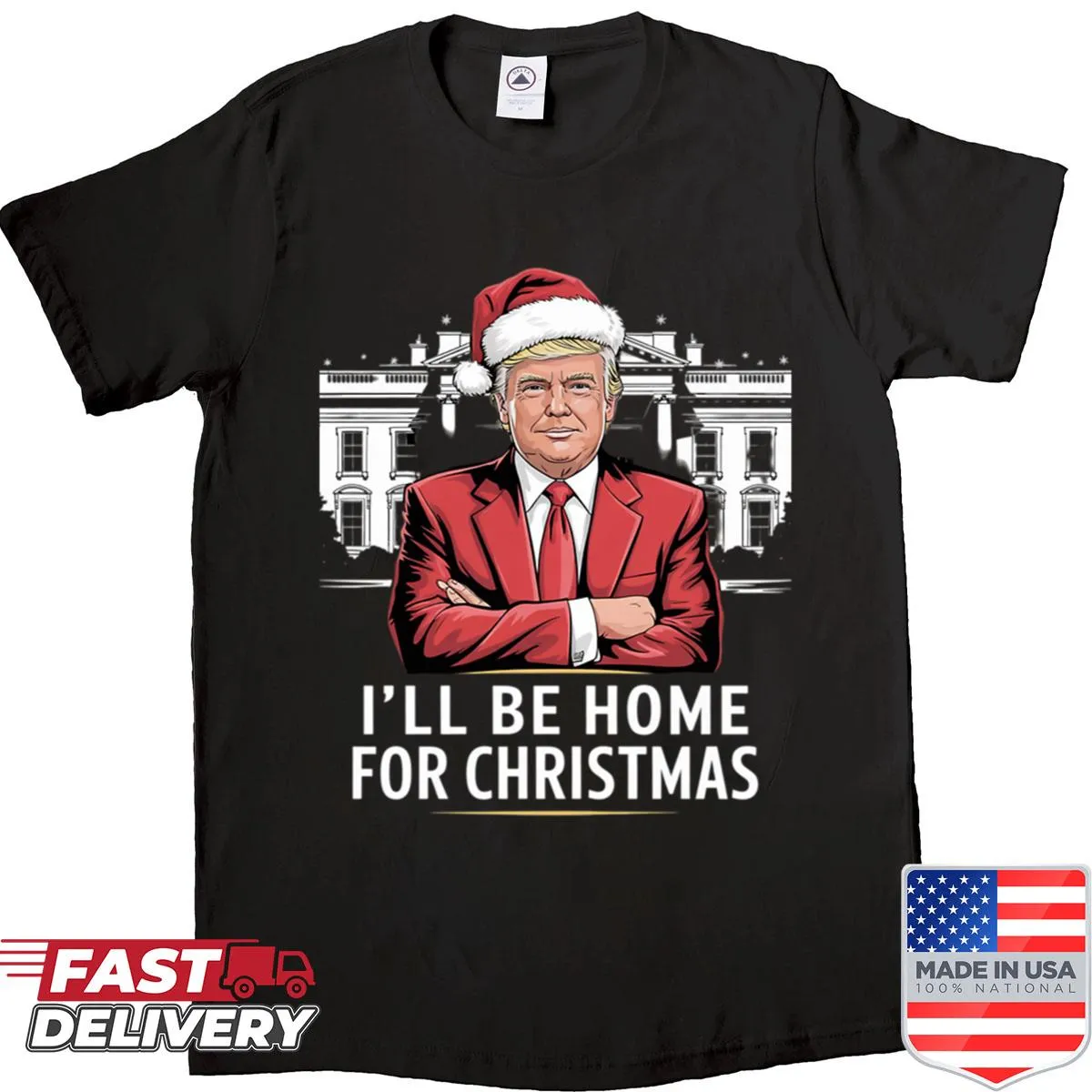 Christmas-themed shirt with a playful White House design.