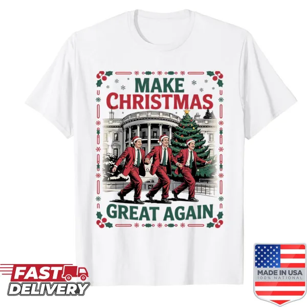Cartoon Santa Claus on a Trump Train for a Christmas shirt