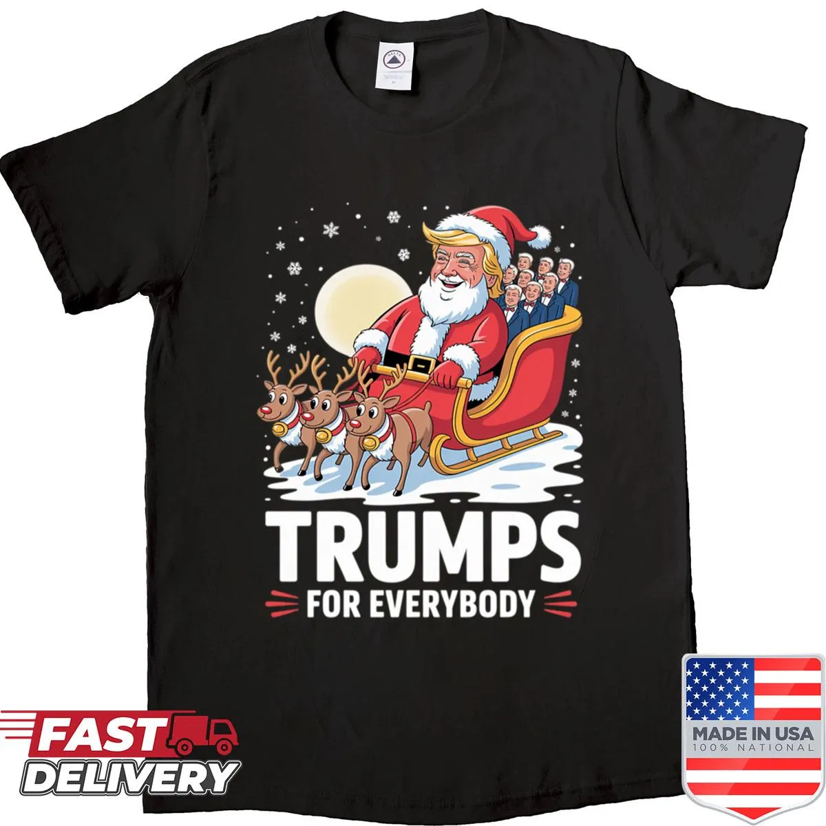 Christmas T-shirt with Santa sleigh illustration