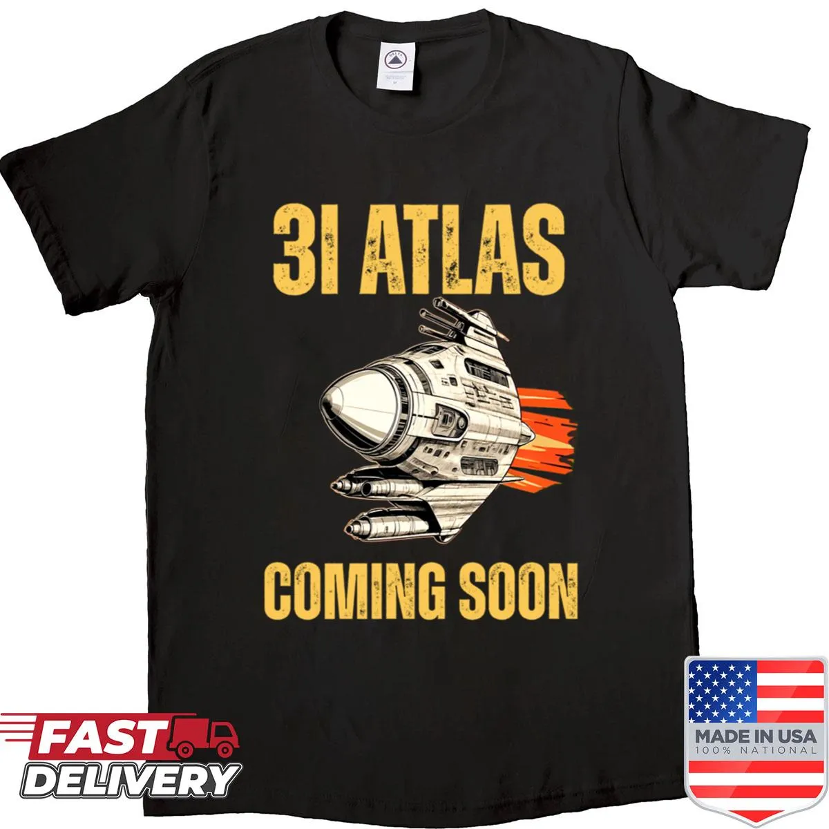 Funny alien arrival shirt with UFO illustration and playful text