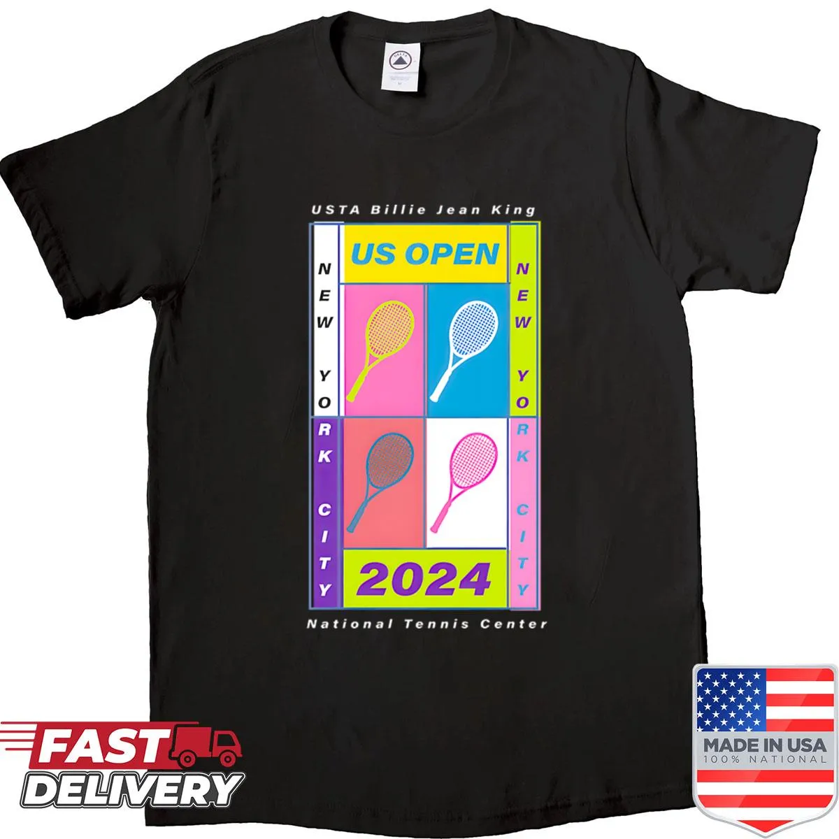 US Open Tennis racket art T-shirt