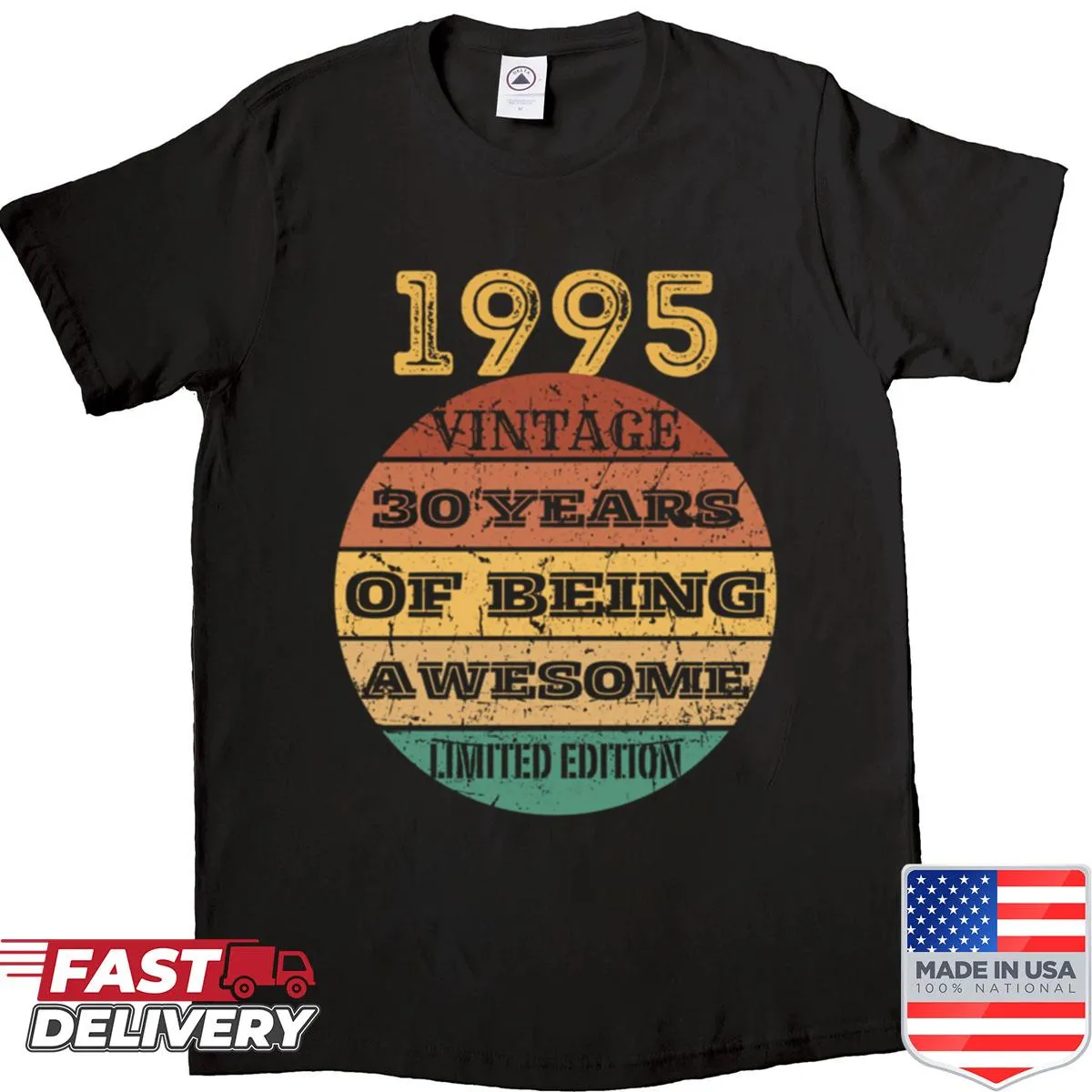 Retro design celebrating 30 years with a playful message