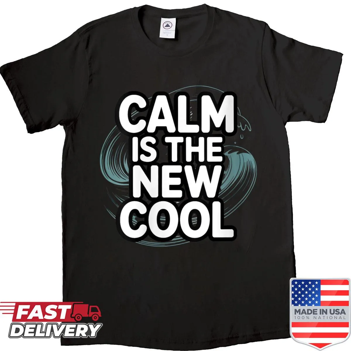 Positive vibes shirt with a playful typography design promoting calmness