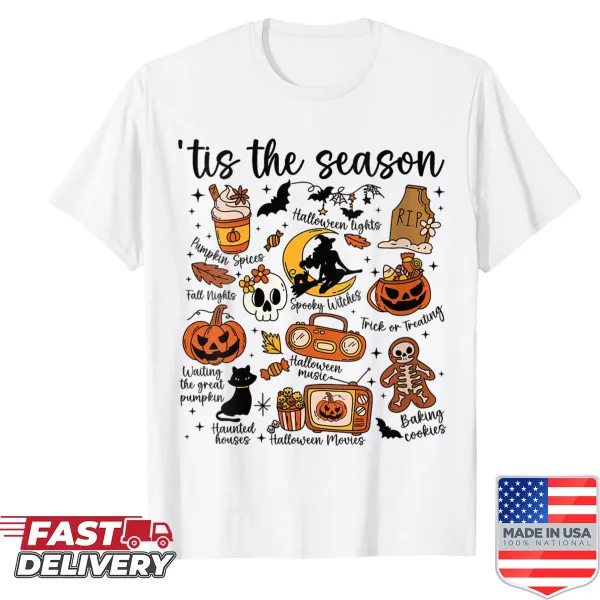 Cute witch and pumpkin Halloween design on family matching shirt