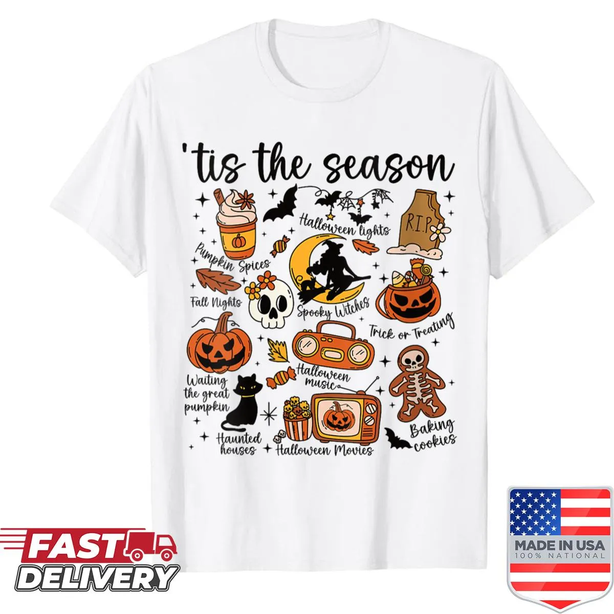 Cute witch and pumpkin Halloween design on family matching shirt