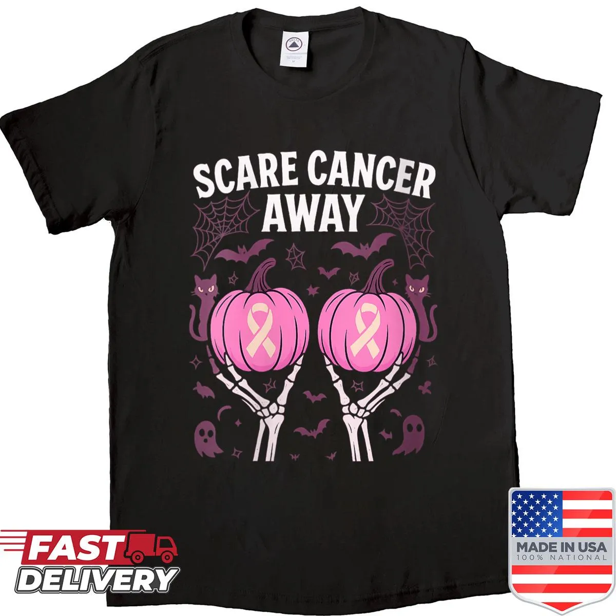 Breast cancer awareness shirt featuring a pink ribbon graphic for women.