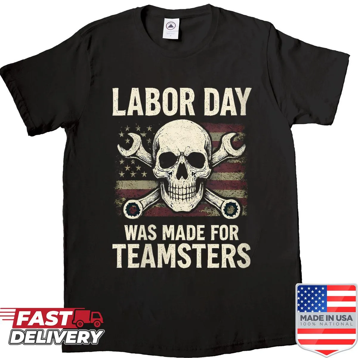 Distressed Labor Day shirt with Teamsters Union flag design