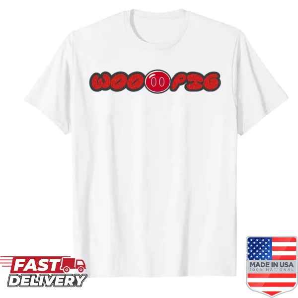 Simple wordmark shirt with 'Woo Pig' text for sports fans