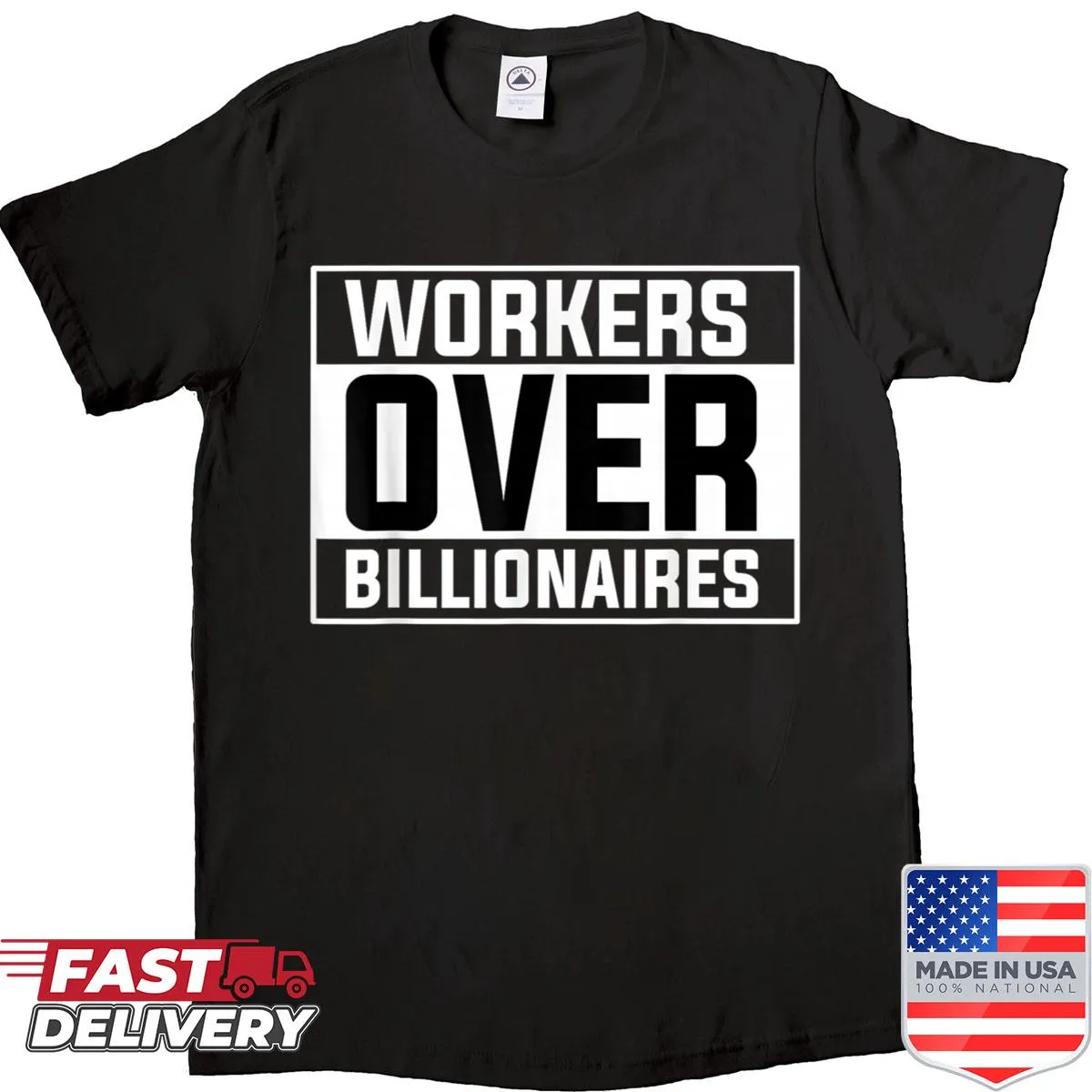 Typography shirt advocating for workers' rights