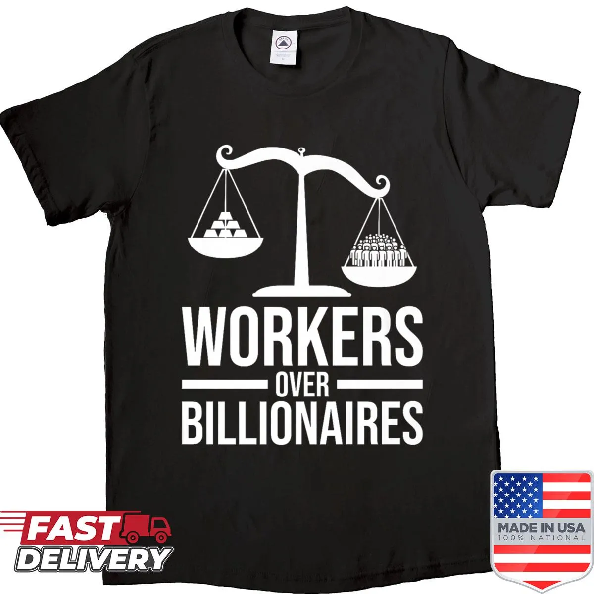 T-shirt with illustration of social justice scale