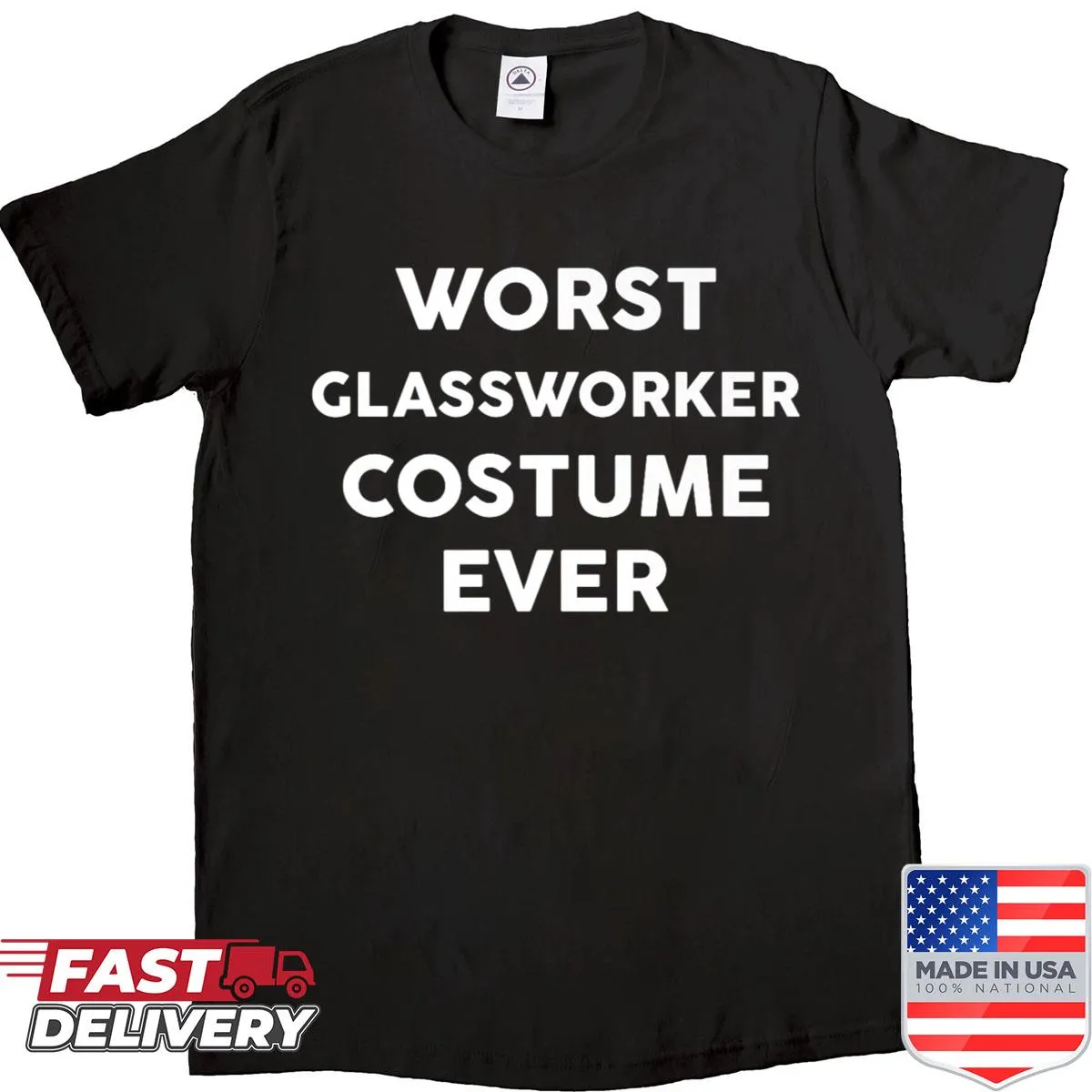 Funny Halloween t-shirt with 'Worst Glassworker Costume Ever' design