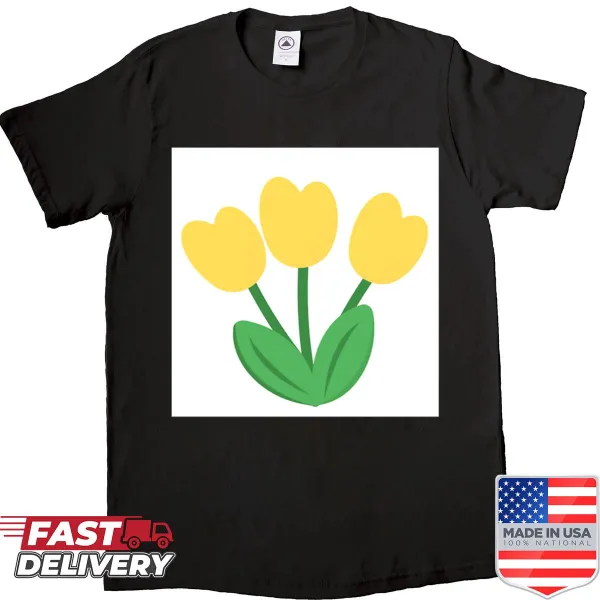 Minimalist shirt featuring yellow tulips illustration