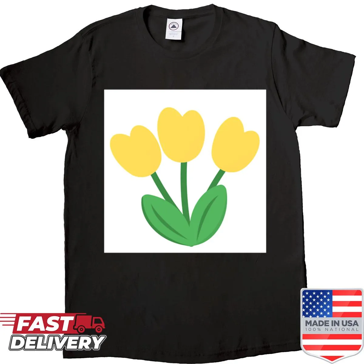 Minimalist shirt featuring yellow tulips illustration
