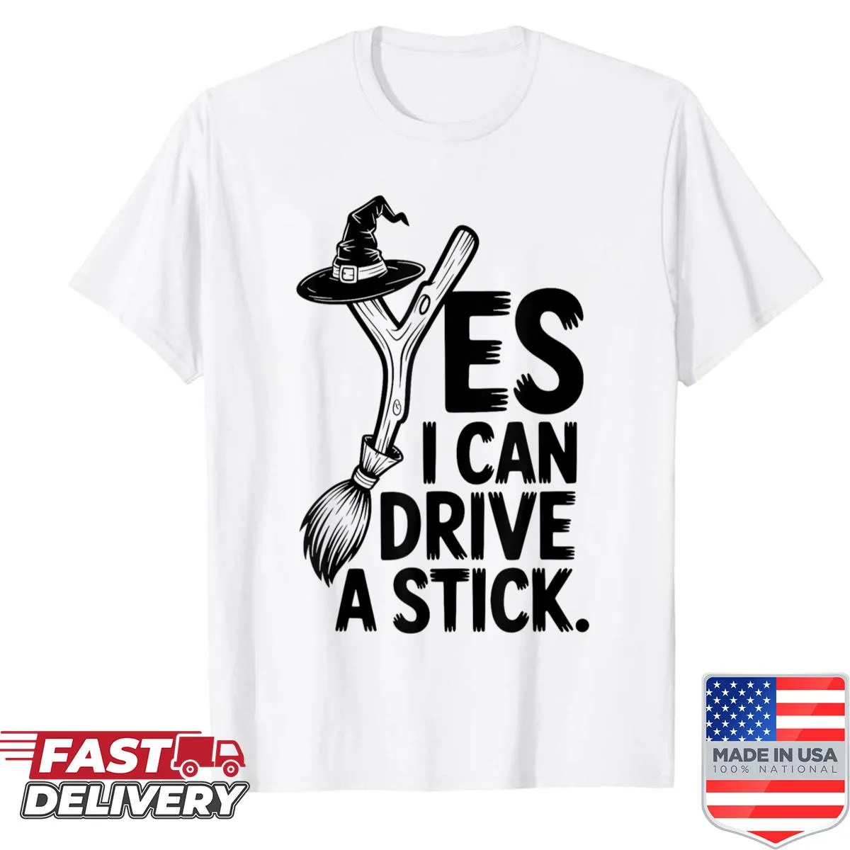 Funny Halloween shirt with text about driving a stick
