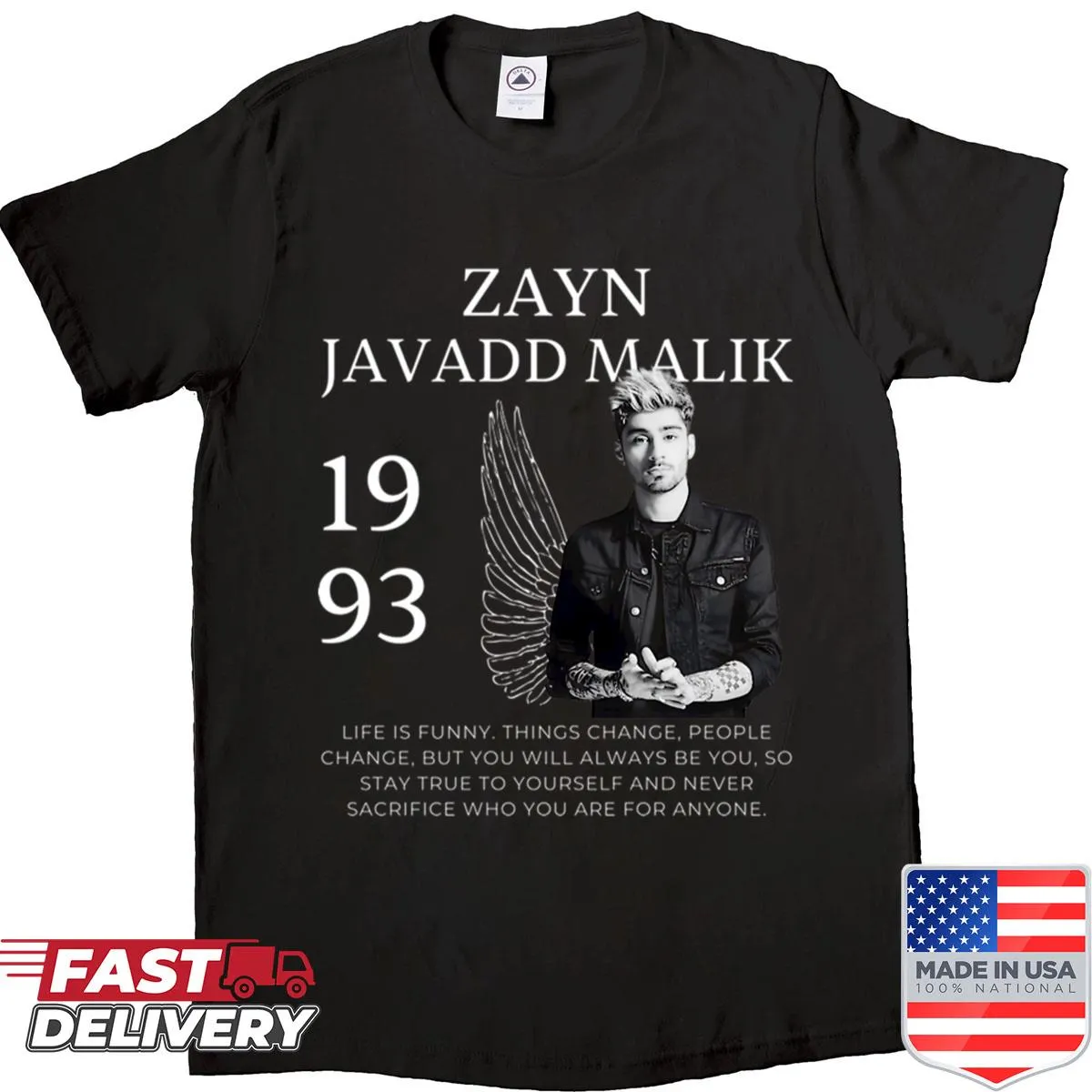 Illustration of Zayn Malik's winged portrait for music fans