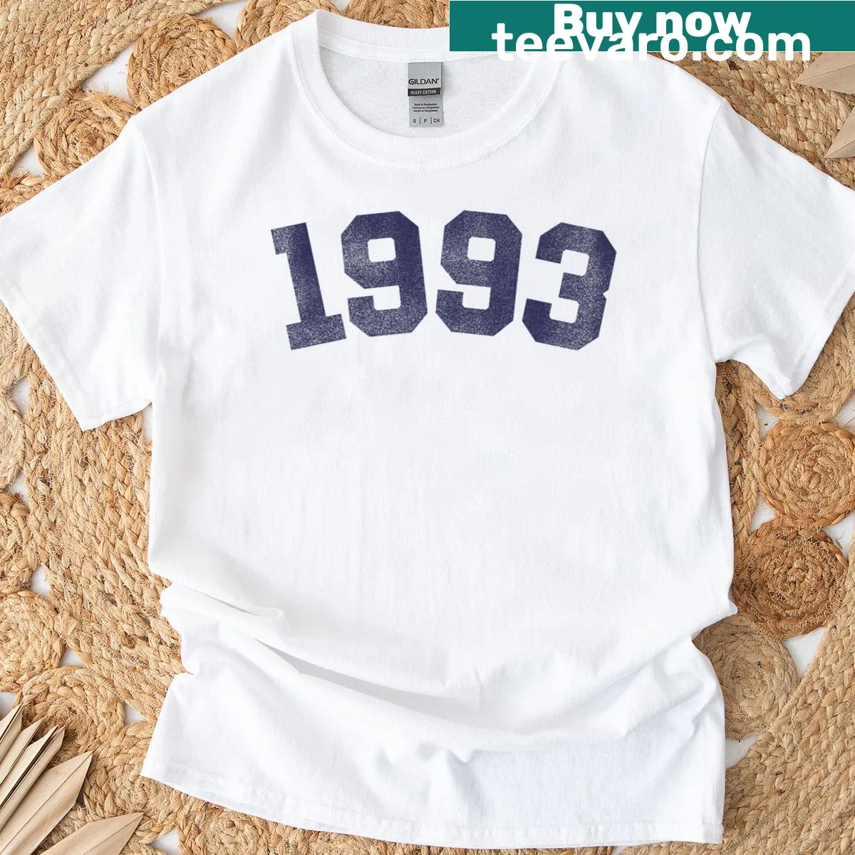 Vintage styled t-shirt celebrating the year 1993 with a playful design — on a men's t-shirt
