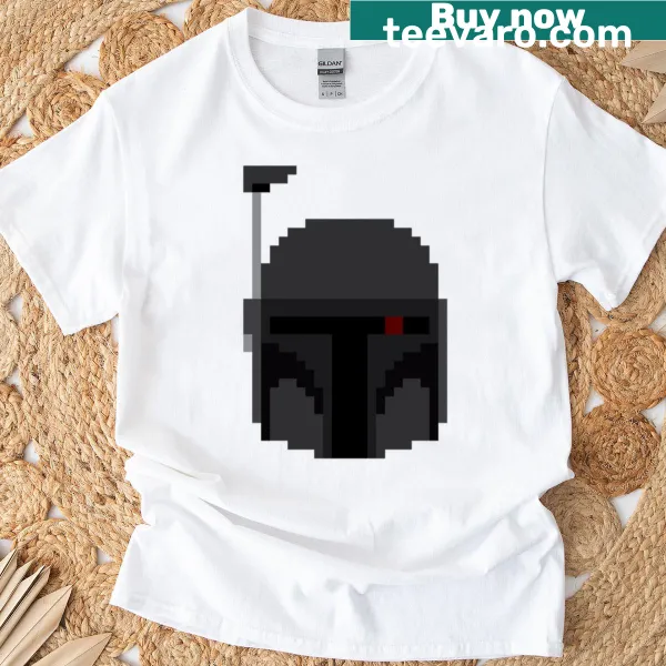 8-bit Boba Fett in arena disguise graphic on T-shirt