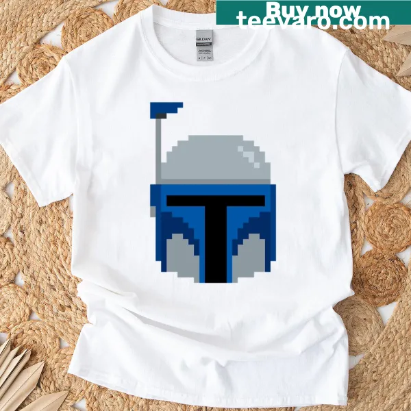 8-bit graphic t-shirt featuring Jango Fett character.