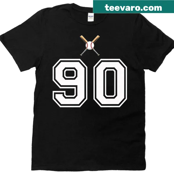 Vintage baseball style tee with number 90