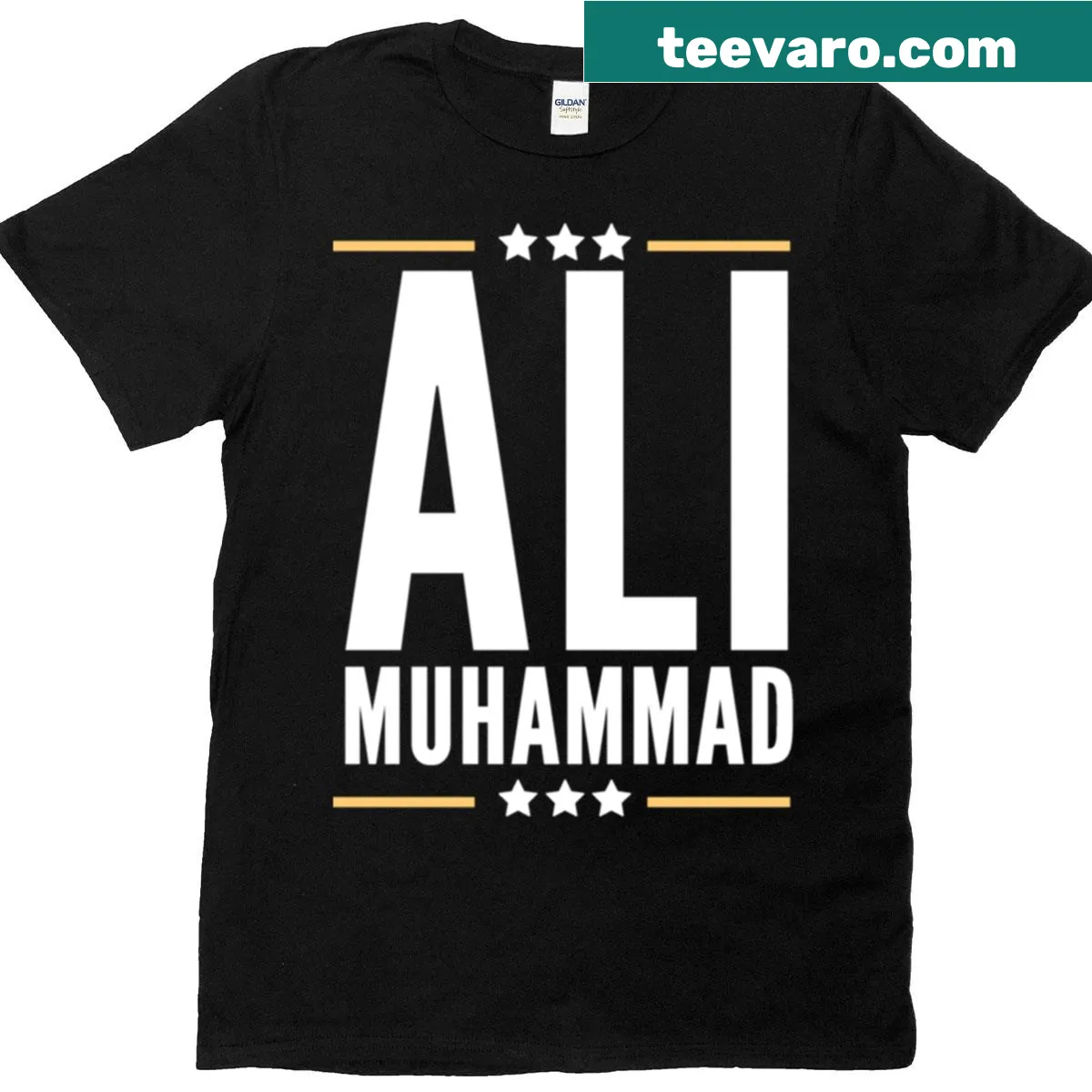 Legend Ali Muhammad t-shirt with bold typography — on a men's t-shirt