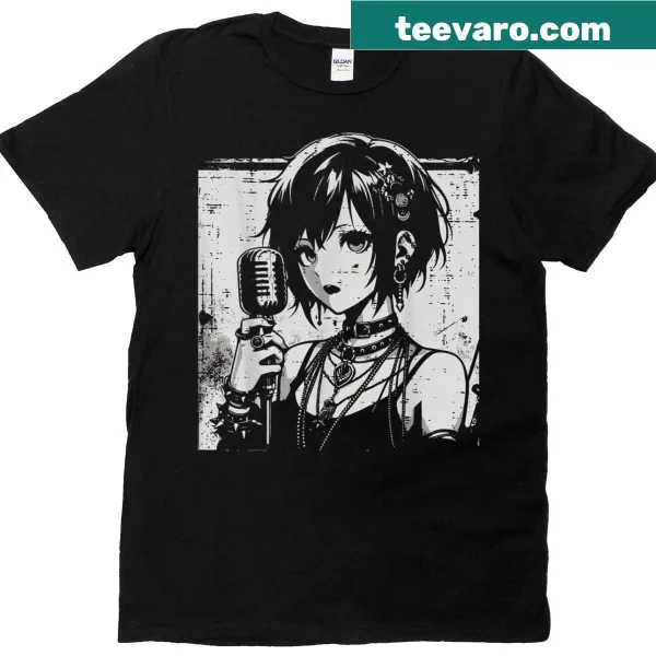 Punk girl design inspired by Japanese manga on a T-shirt
