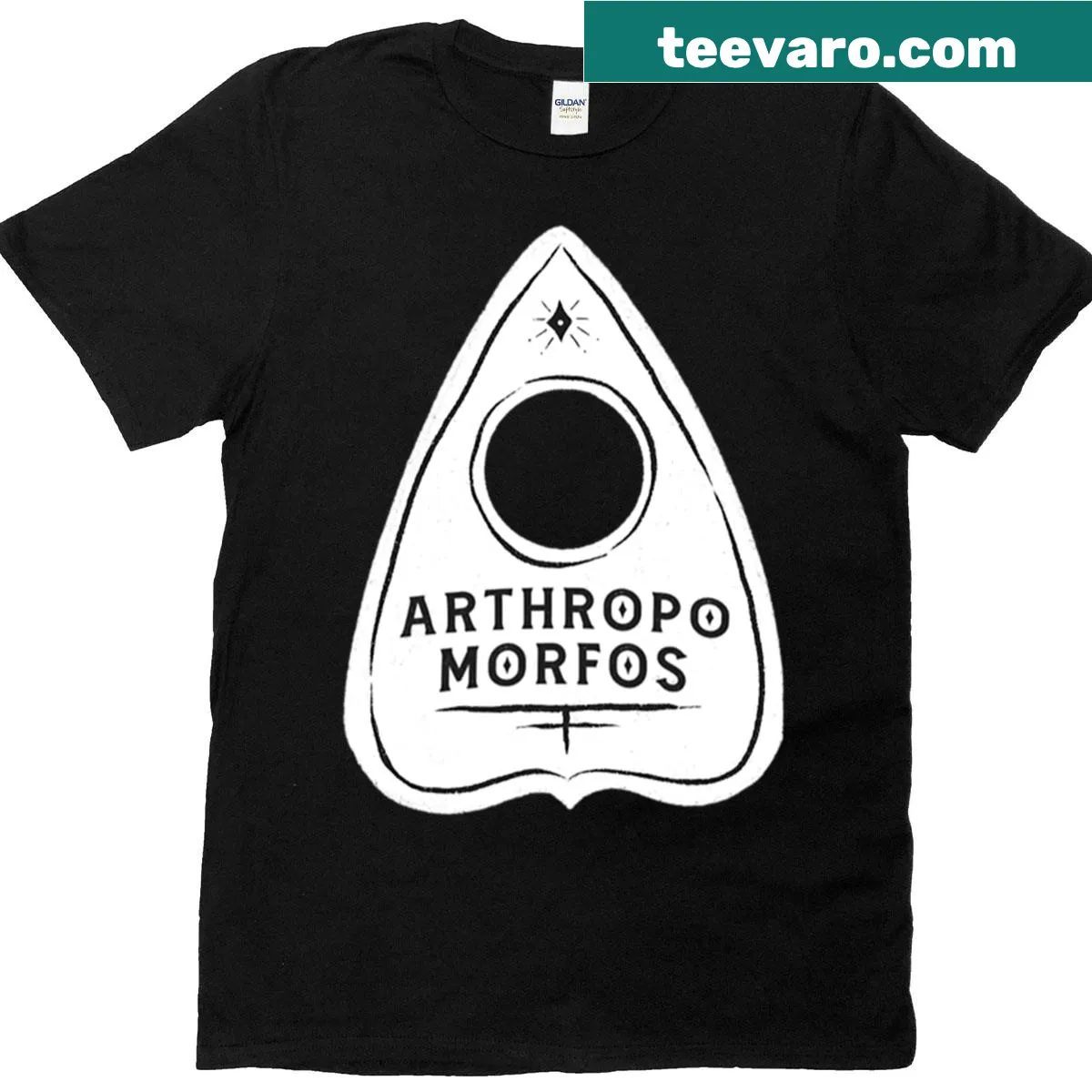 Minimalist logo design for Arthropo Morfos — on a men's t-shirt