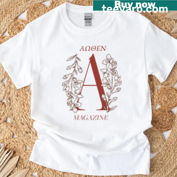 Minimalist Athen Magazine logo on a clean T-shirt